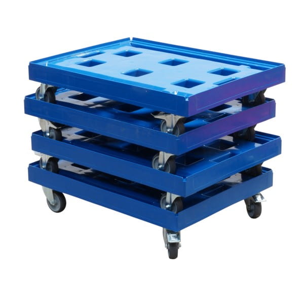 4 Stück Transportroller in Blau Gigant Typ B-F - 2 Bremsen und Lenkrollen