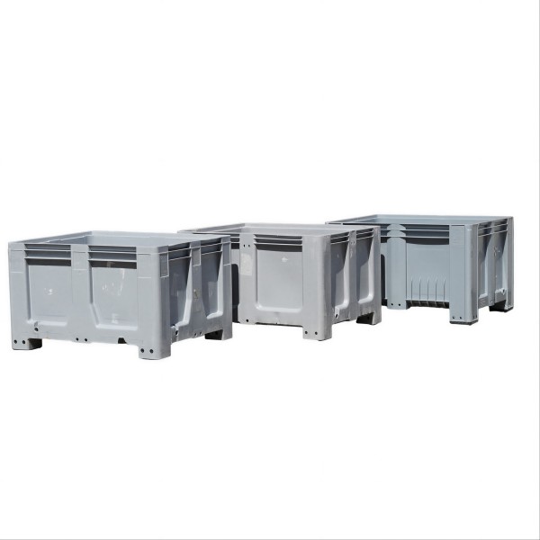 3 Stück Gebrauchte Palettenbox 4 Füsse - 1200 x 1000 x 760 mm - Grau