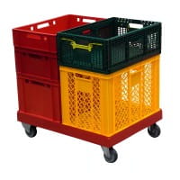 Transportroller Gigant in Rot Typ A - 2 Bock- und 2 Lenkrollen mit Boxen