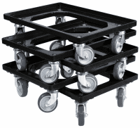 5 x Stück Transportroller für Kisten 600x400 mm 4 Lenkrollen Schwarz