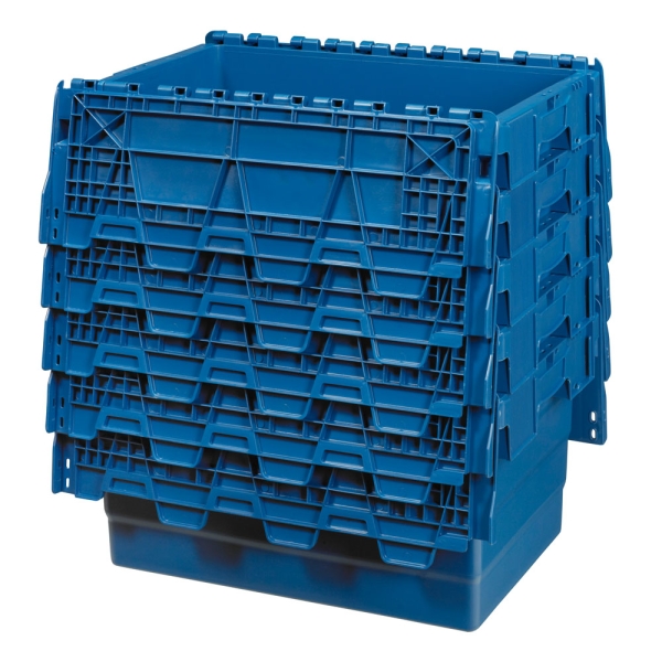 5 Stück Mehrwegbehälter mit Deckel 60L Volumen – ALC-Behälter Transportbox nestbar