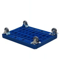 Transportroller Gigant in Blau Typ A-F - 2 Bock- und 2 Lenkrollen mit Feststellbremse unten