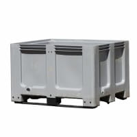 Gebrauchte Palettenbox 3 Kufen - 1200 x 1000 x 760 mm - Grau