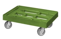 5 x Stück Transportroller Transportwagen für Kisten 600 x 400 mm mit 4 Lenkrollen Grün unten
