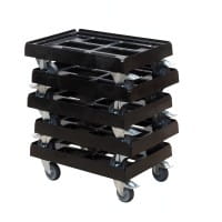 5 x Stück Transportroller - Typ B-F - für Kisten 600x400 mm mit 2 Bremsen Schwarz