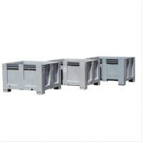 3 Stück Gebrauchte Palettenbox 4 Füsse - 1200 x 1000 x 760 mm - Grau