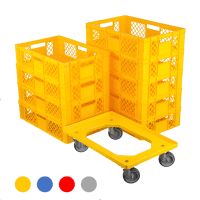 9 Stück Bäckerkisten 600 x 400 x 150 mm + 1 Transportroller Typ C versch. Farben