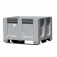 3 Stück Gebrauchte Palettenbox 3 Kufen - 1200 x 1000 x 760 mm - Grau