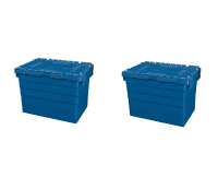 2 Stück Mehrwegbehälter mit Deckel 78L Volumen – ALC-Behälter Transportbox gestapelt