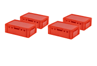 4 Stück E2-Kasten Rot mit 4 Deckel in Rot