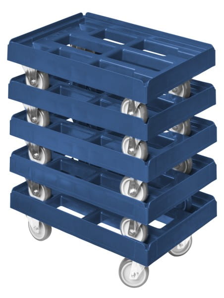 5 x Stück Transportroller Transportwagen für Kisten 600 x 400 mm 2 Bock / 2 Lenkrollen Blau