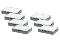 7 Stück E1-Kasten in Grau mit 7 Deckel in Grau