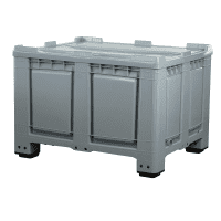 3 Stück Palettenbox mit Deckel 680l 1200x1000x790 mm Grau - 4 Füsse