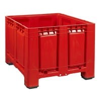 Palettenbox mit Deckel 680l 1200x1000x790 mm Rot - 4 Füsse - geschlossen