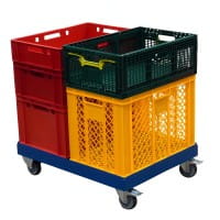 Transportroller Gigant in Blau Typ A-F - 2 Bock- und 2 Lenkrollen mit Feststellbremse Boxen