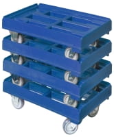 4 Stück Hygienetransportroller - Typ A - 2 Bock- und 2 Lenkrollen blau