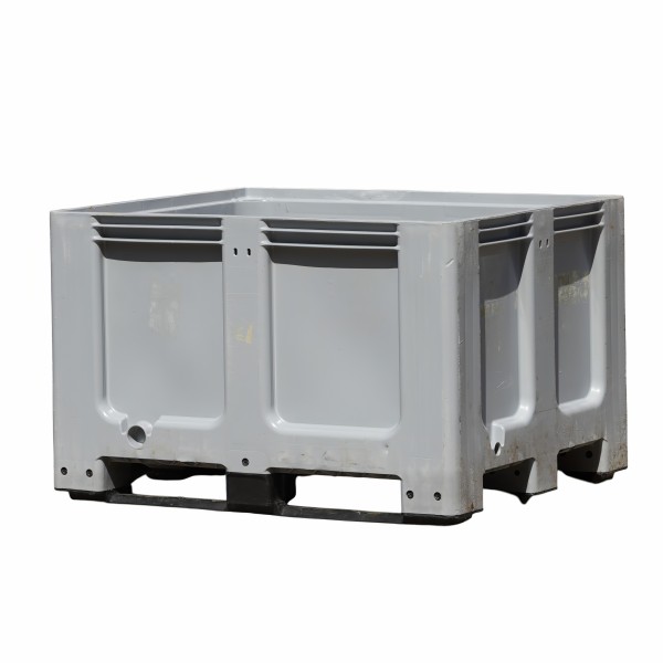 Gebrauchte Palettenbox 3 Kufen - 1200 x 1000 x 760 mm - Grau