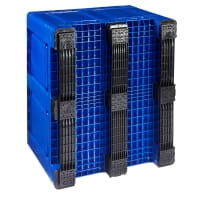 3 Stück Palettenboxen mit Deckel 680l 1200x1000x790 mm Blau - 3 Kufen unten