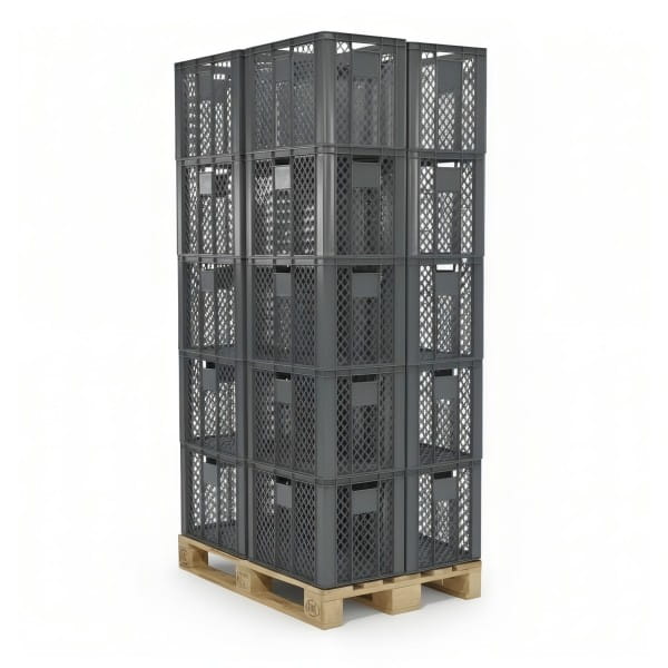 20 Stück Bäckerkisten / Brotkisten 600 x 400 x 410 mm in grau