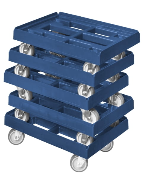 5 x Stück Transportroller Transportwagen für Kisten 600 x 400 mm mit 4 Lenkrollen Blau