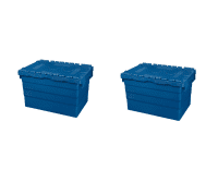 2 Stück Mehrwegbehälter mit Deckel 68L Volumen – ALC-Behälter Transportbox gestapelt