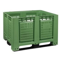Palettenbox 680l 1200x1000x790 Grün 3Kufen durchbrochen Längsseite