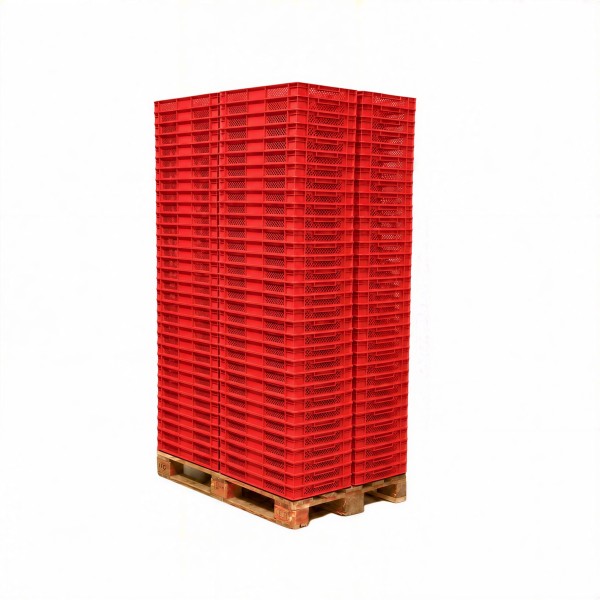 128 Stück Bäckerkisten / Brotkisten 600 x 400 x 70 mm in Rot