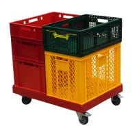 Transportroller Gigant Typ B-F - 2 Bremsen und Lenkrollen rot Boxen