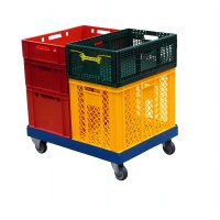 4 Stück Transportroller Gigant in Rot Typ A - 2 Bock- und 2 Lenkrollen mit Boxen