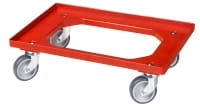 Transportroller für Kisten 600x400 mm 4 Lenkrollen rot