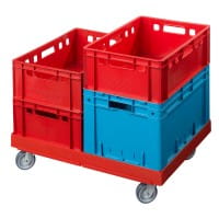 Transportroller Gigant Typ B-V Rot mit Kisten blau rot