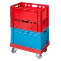 Transportroller Typ A Rot mit Kisten blau rot gestapelt