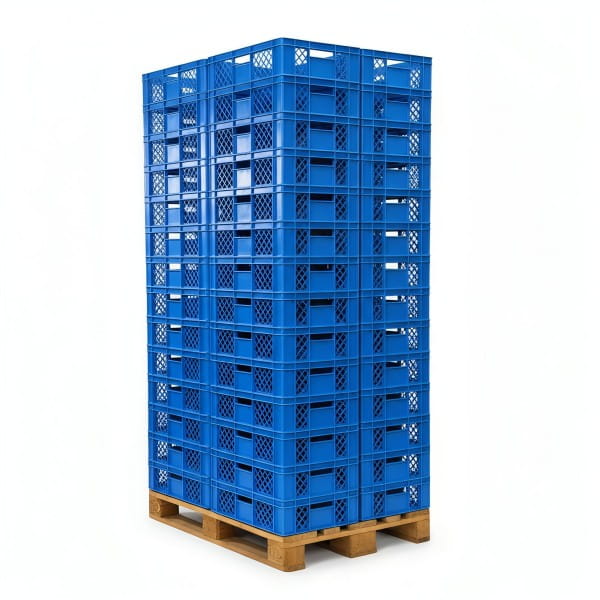 56 Stück Bäckerkisten Brotkisten 600 x 400 x 150 mm in blau