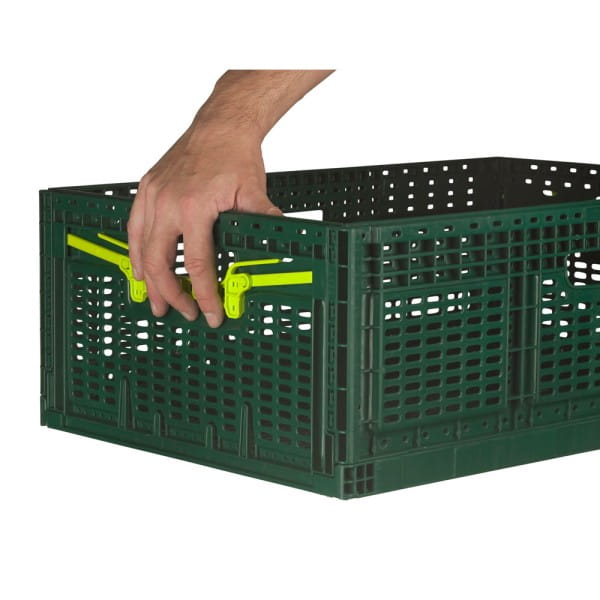 10 Stück Stabile Klappbox aus Kunststoff Gemüsekiste Faltbox Hand1