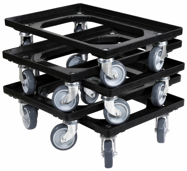 5 x Stück Transportroller für Kisten 600x400 mm 4 Lenkrollen Schwarz