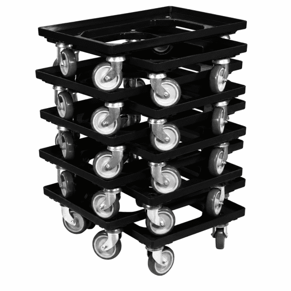 10 x Stück Transportroller für Kisten 600x400 mm 4 Lenkrollen Schwarz