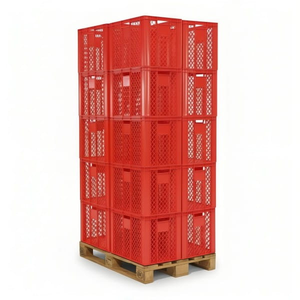 20 Stück Bäckerkisten / Brotkisten 600 x 400 x 410 mm in rot