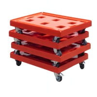 4 Stück Transportroller Gigant Typ B-F - 2 Bremsen und Lenkrollen rot